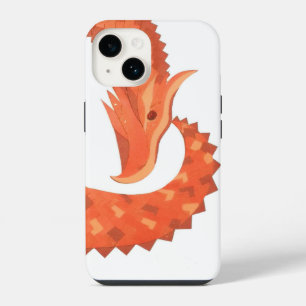 Orange heart dragon on white iPhone 14 case