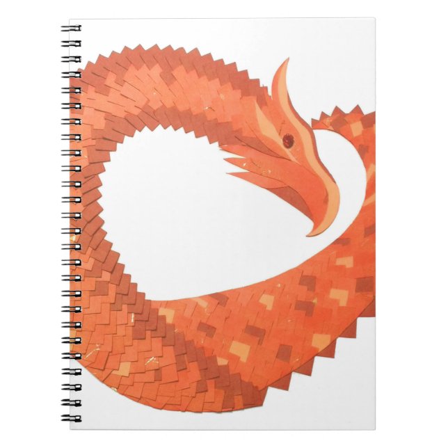 Orange heart dragon on white notebook (Front)