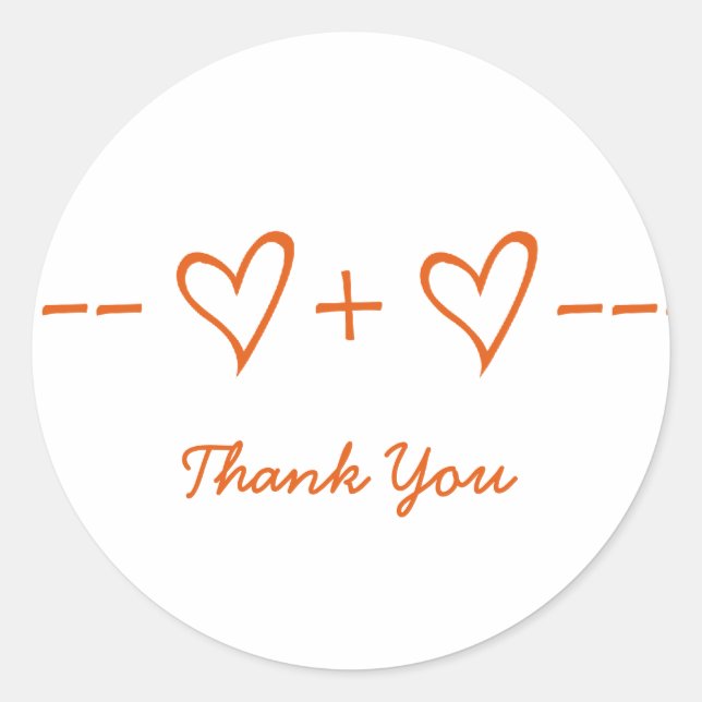Orange Heart Equation Thank You Stickers (Front)