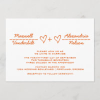 Orange Heart Equation Wedding Invite