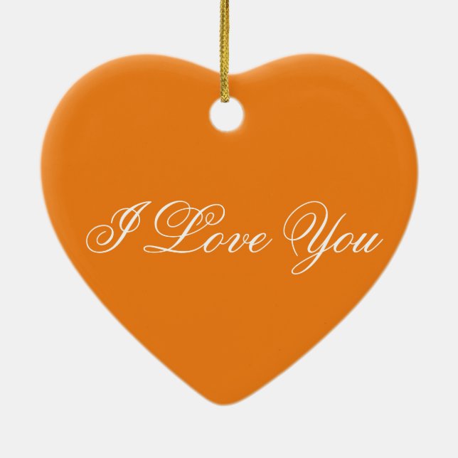 Orange Heart Ornament - I Love You (Back)