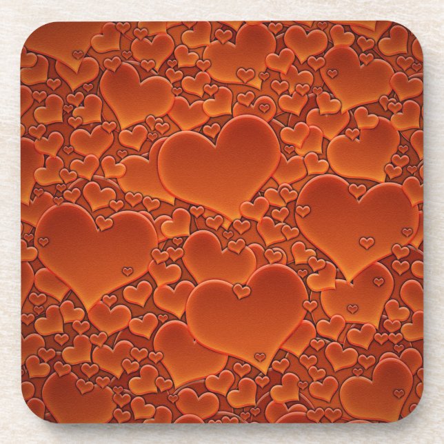 Orange Hearts Coaster (Front)