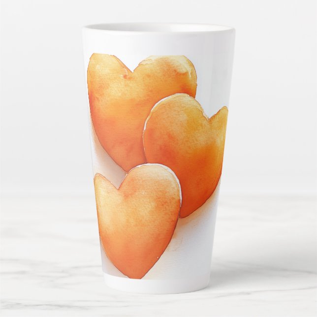 *Orange Hearts Watercolour Latte Mug (Front)