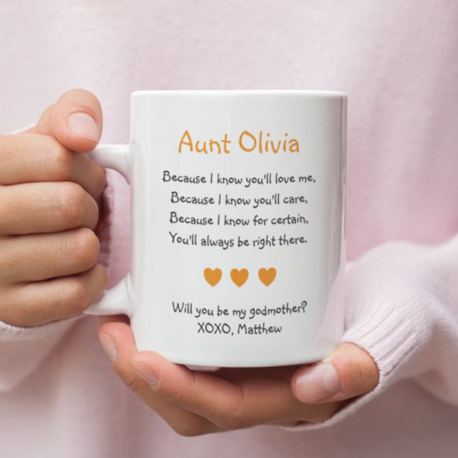 Orange Hearts Will You Be My Godmother Poem Photo Coffee Mug (Creator Uploaded)