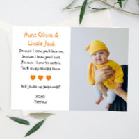 Orange Hearts Will You Be My Godparents with Photo
