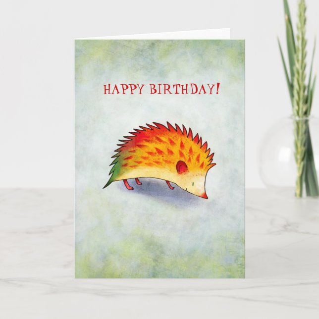 Orange Hedgehog Greeting Card(customisable) Card (Front)