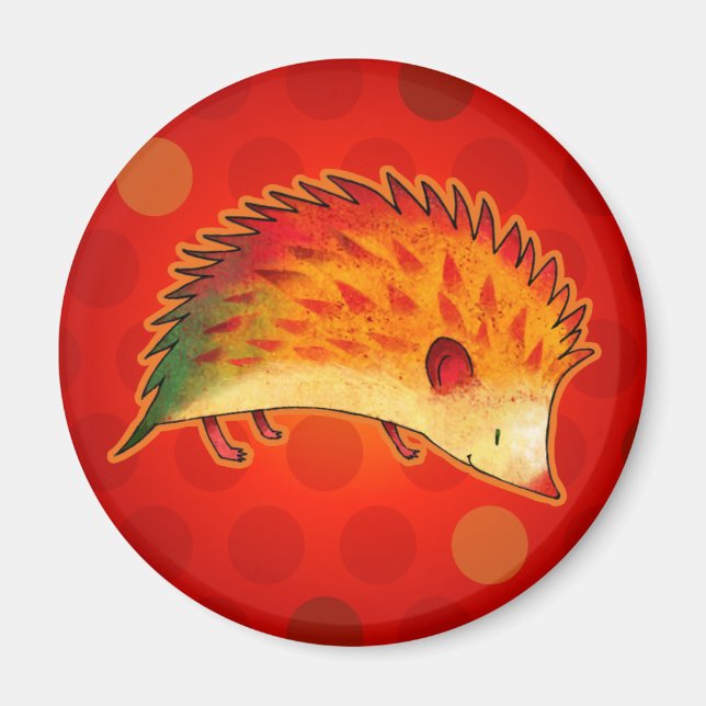 Orange Hedgehog with Dot Magnet (Front)