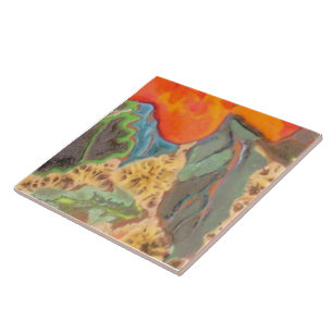 Orange Hibiscus 11 of 12 Ceramic Tile