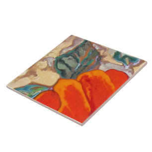 Orange Hibiscus 1 of 12 Ceramic Tile