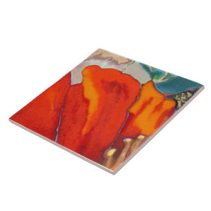 Orange Hibiscus 2 of 12 Tile