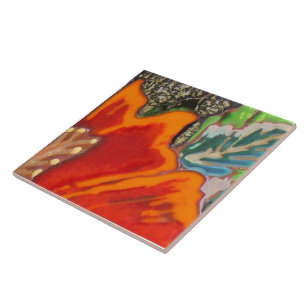 Orange Hibiscus 3 of 12 Ceramic Tile