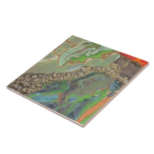Orange Hibiscus 9 of 12 Ceramic Tile