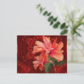 Orange hibiscus and kaleidoscope postcard (Standing Front)