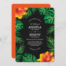 Orange Hibiscus and Tropical Leaves Wedding