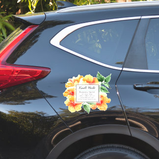 Orange Hibiscus Business Card Vinyl Car Sticker