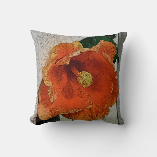 ORANGE HIBISCUS CUSHION (Front)