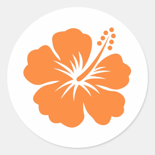 Orange hibiscus flower classic round sticker (Front)