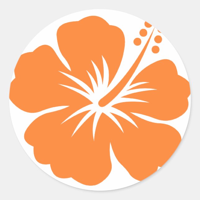 Orange hibiscus flower classic round sticker (Front)