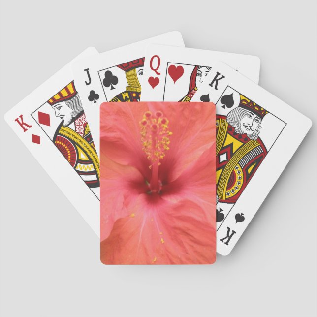 Orange Hibiscus Flower Macro Playing Cards (Back)