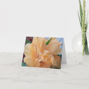 Orange hibiscus flower on a thank you card