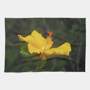 Orange Hibiscus Flower Tea Towel