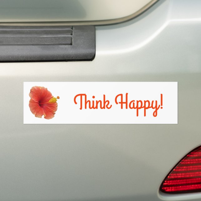 Orange Hibiscus Flower Tropical Floral Bumper Sticker (On Car)