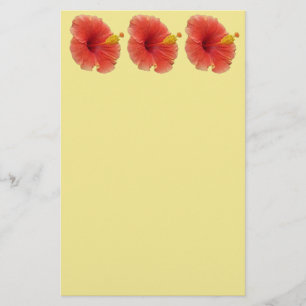 Orange Hibiscus Flower Tropical Floral Stationery