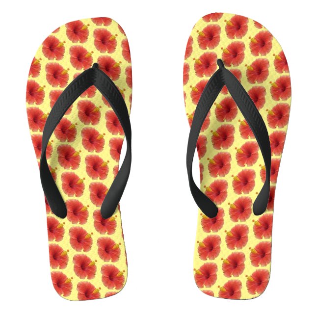 Orange Hibiscus Flower Tropical Floral Thongs (Footbed)
