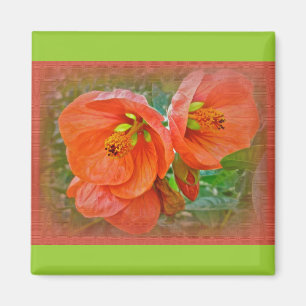 Orange Hibiscus Flowers Magnet