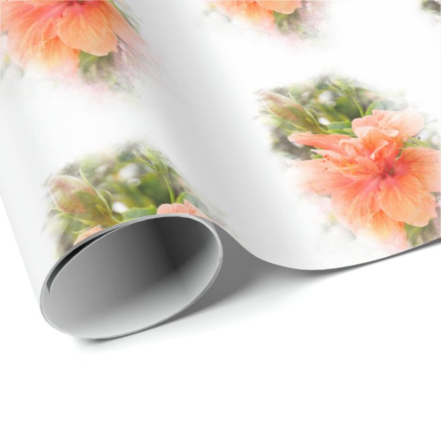 orange hibiscus in soft mask wrapping paper (Roll Corner)