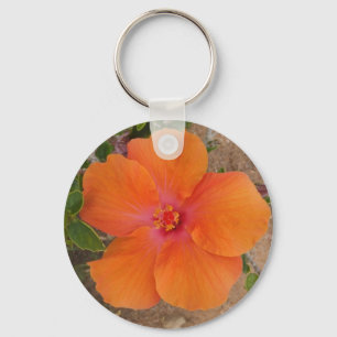 Orange Hibiscus key chain