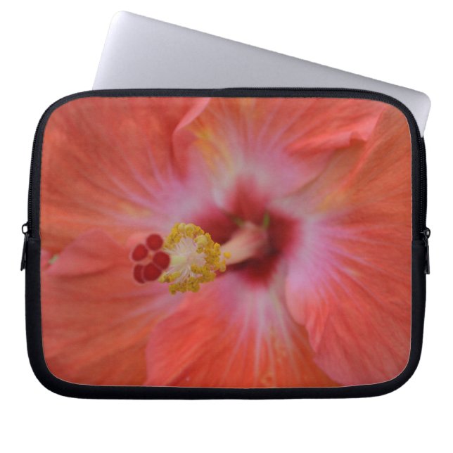 Orange Hibiscus Laptop Bag (Front)
