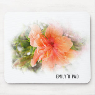 Orange Hibiscus Mouse Pad