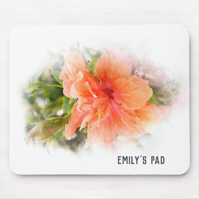 Orange Hibiscus Mouse Pad (Front)