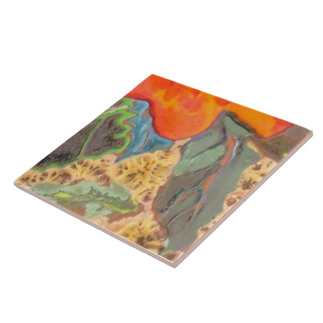 Orange Hibiscus Part 11 of 12 Ceramic Tile (Side)