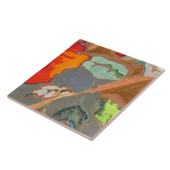 Orange Hibiscus Part 8 of 12 Ceramic Tile (Side)