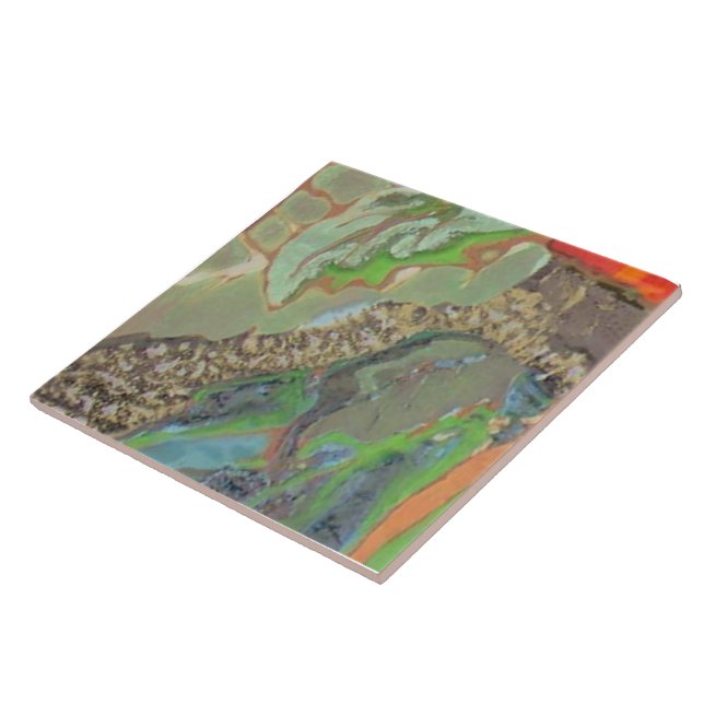 Orange Hibiscus Part 9 of 12 Ceramic Tile (Side)