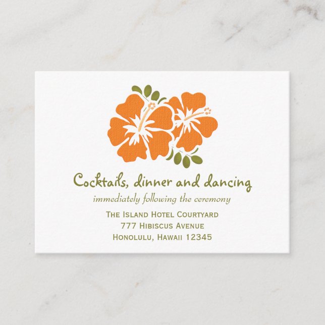 Orange Hibiscus Reception Enclosure Cards (Front)