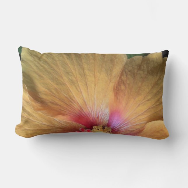 Orange Hibiscus Ruffle Lumbar Cushion (Front)