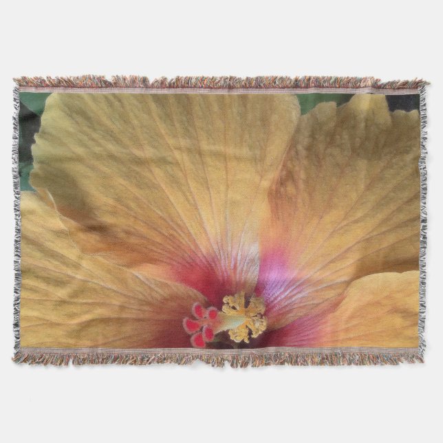 Orange Hibiscus Ruffle Throw Blanket (Front)