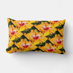 Orange Hibiscus Side View Lumbar Cushion