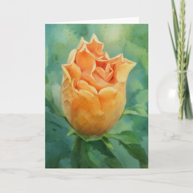 Orange Hibiscus Tropical Flower Art Note Card (Front)