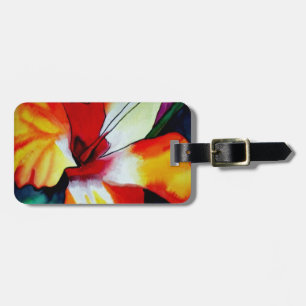 Orange Hibiscus tropical flower watercolor art Luggage Tag