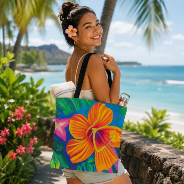 Orange hibiscus Tropical tote bag (Creator Uploaded)