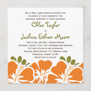 Orange Hibiscus Wedding Invitations
