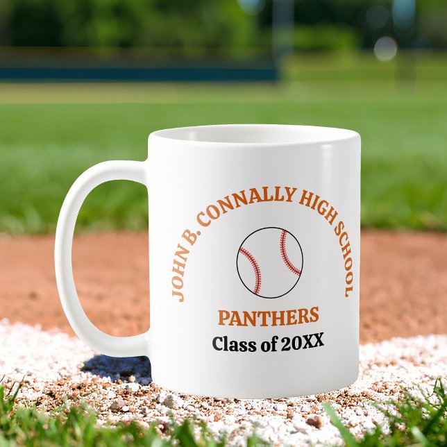 Orange High School Baseball Player Personalised Coffee Mug (Creator Uploaded)