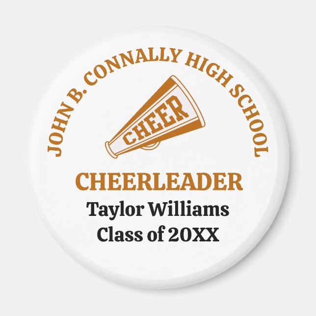 Orange High School Cheerleader Personalised Magnet (Front)