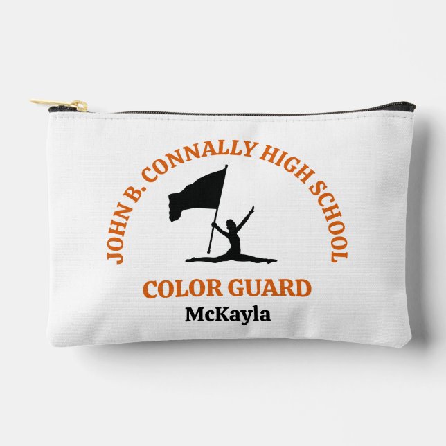 Orange High School Colour Guard Personalised Accessory Pouch (Front)