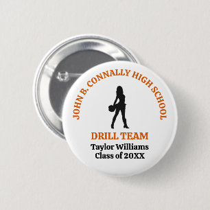 Orange High School Drill Team Dancer Personalised 6 Cm Round Badge