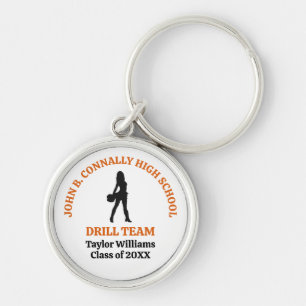 Orange High School Drill Team Dancer Personalised Key Ring